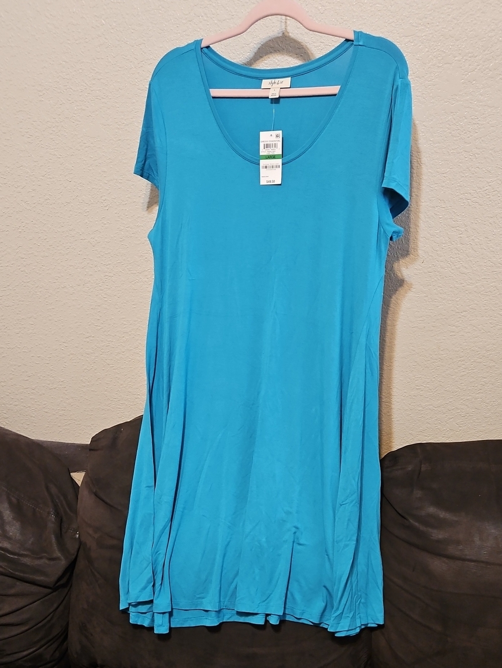 Style & Co. Bright Blue Scoop Neck Midi Dress